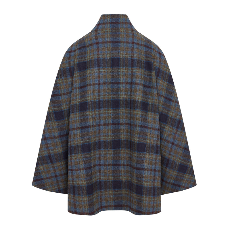 Women's Wool Victoria Cape - Multi CHeck (Blue/Green)