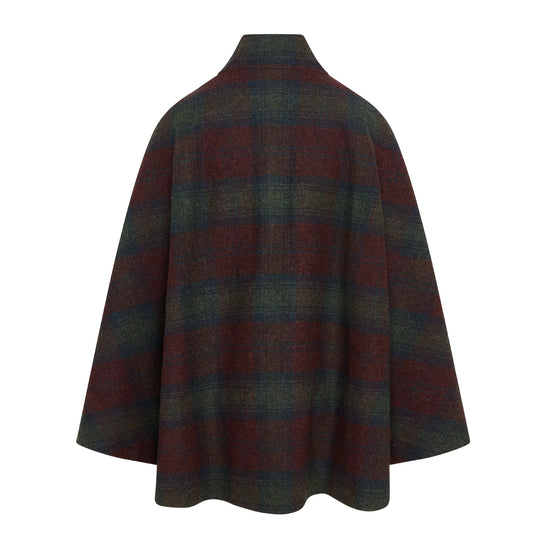 Women's Wool Victoria Cape - Multi Check (Green/Red)