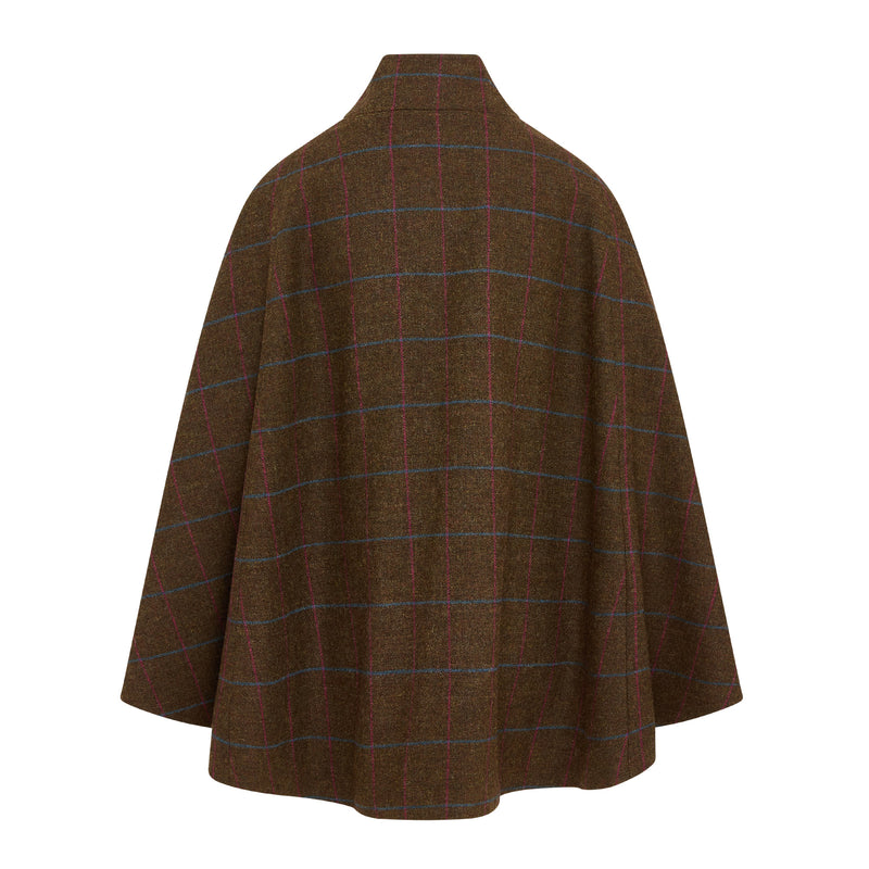 Women's Wool Victoria Cape - Multi Check (Brown/Pink)
