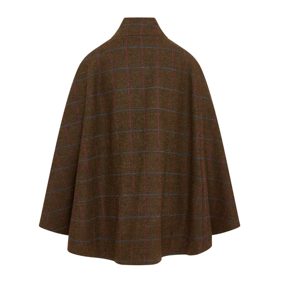Women's Wool Victoria Cape - Multi Check (Brown/Pink)