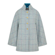 Women's Wool Victoria Cape - Multi Check (Light Blue/Pink)