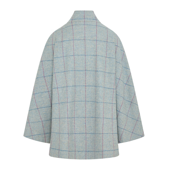 Women's Wool Victoria Cape - Multi Check (Light Blue/Pink)