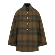 Women's Wool Victoria Cape  - Multi Check (Green/Red/Turquoise)