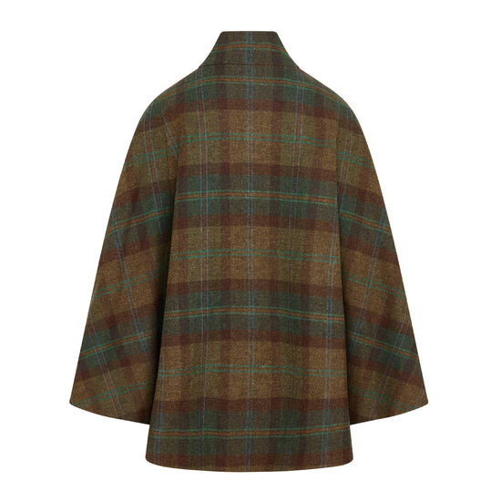 Women's Wool Victoria Cape  - Multi Check (Green/Red/Turquoise)