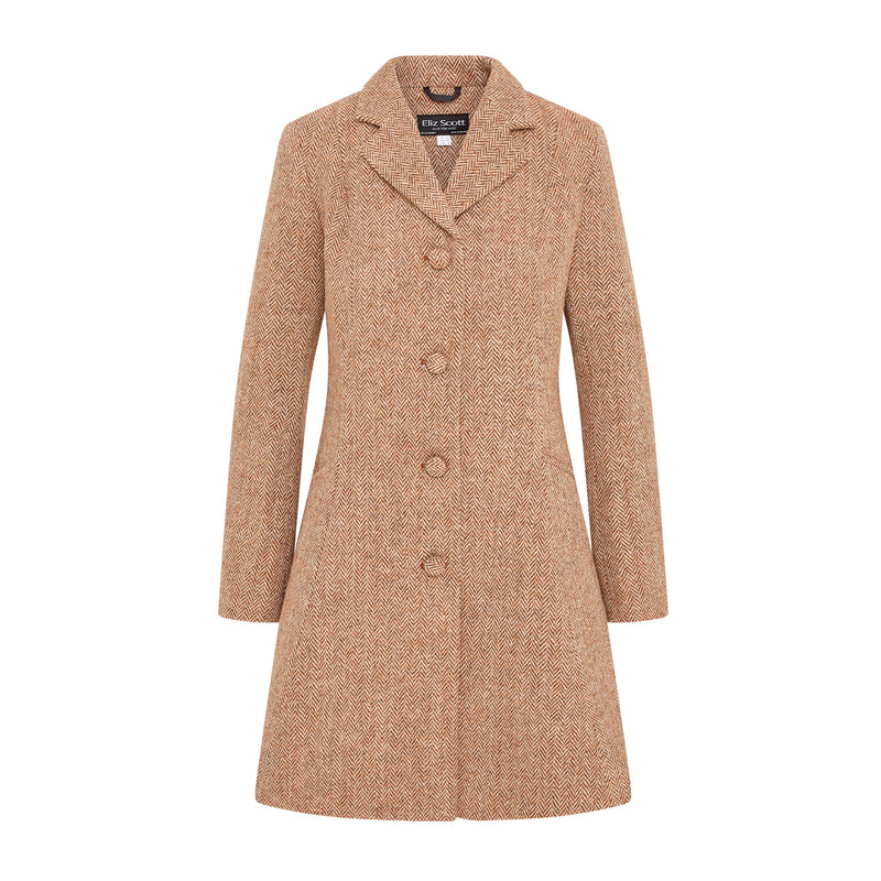 Women's Harris Tweed Coat - Zoe - Rust Herringbone