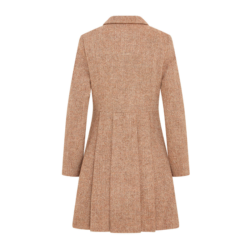 Women's Harris Tweed Coat - Zoe - Rust Herringbone