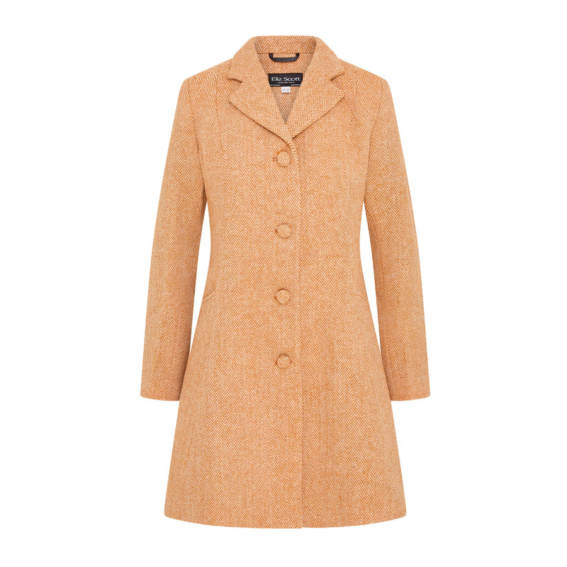 Women's Harris Tweed Coat - Zoe - Orange Herringbone