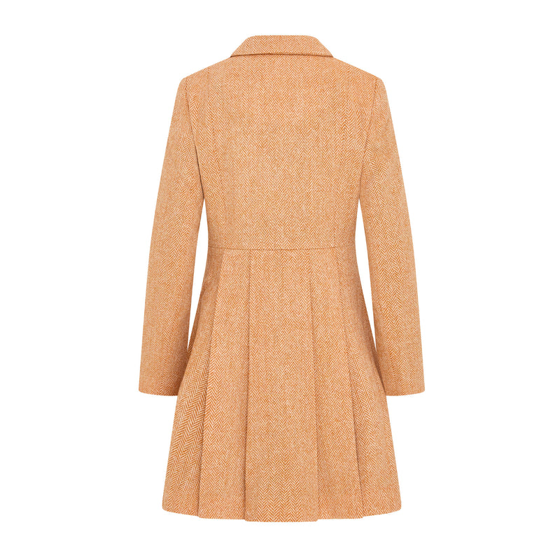 Women's Harris Tweed Coat - Zoe - Orange Herringbone