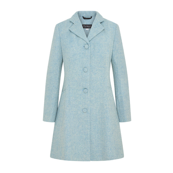 Women's Harris Tweed Coat - Zoe - Blue Herringbone