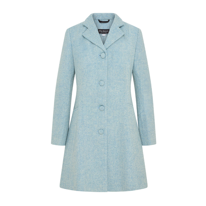 Women's Harris Tweed Coat - Zoe - Blue Herringbone