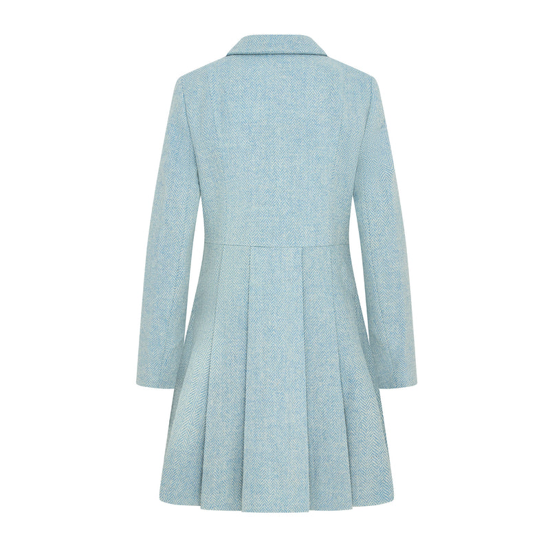 Women's Harris Tweed Coat - Zoe - Blue Herringbone