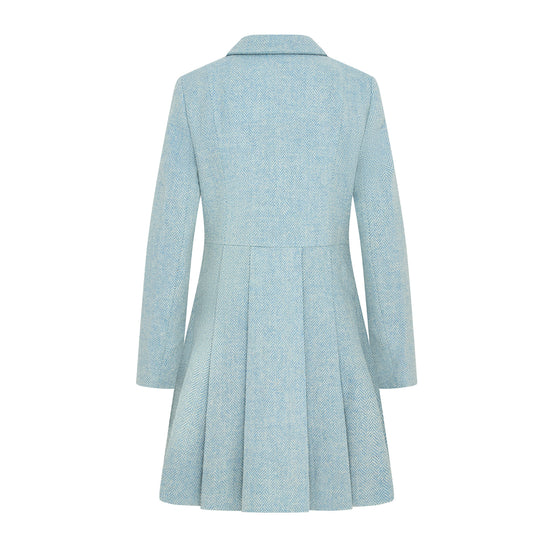 Women's Harris Tweed Coat - Zoe - Blue Herringbone