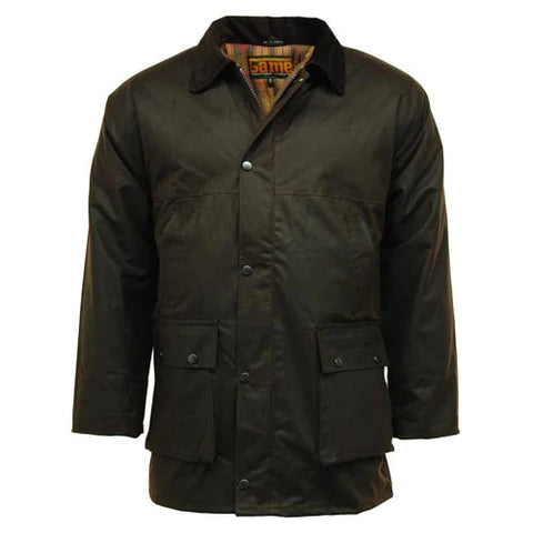 Mens Cotton Wax Padded Jacket - Brown