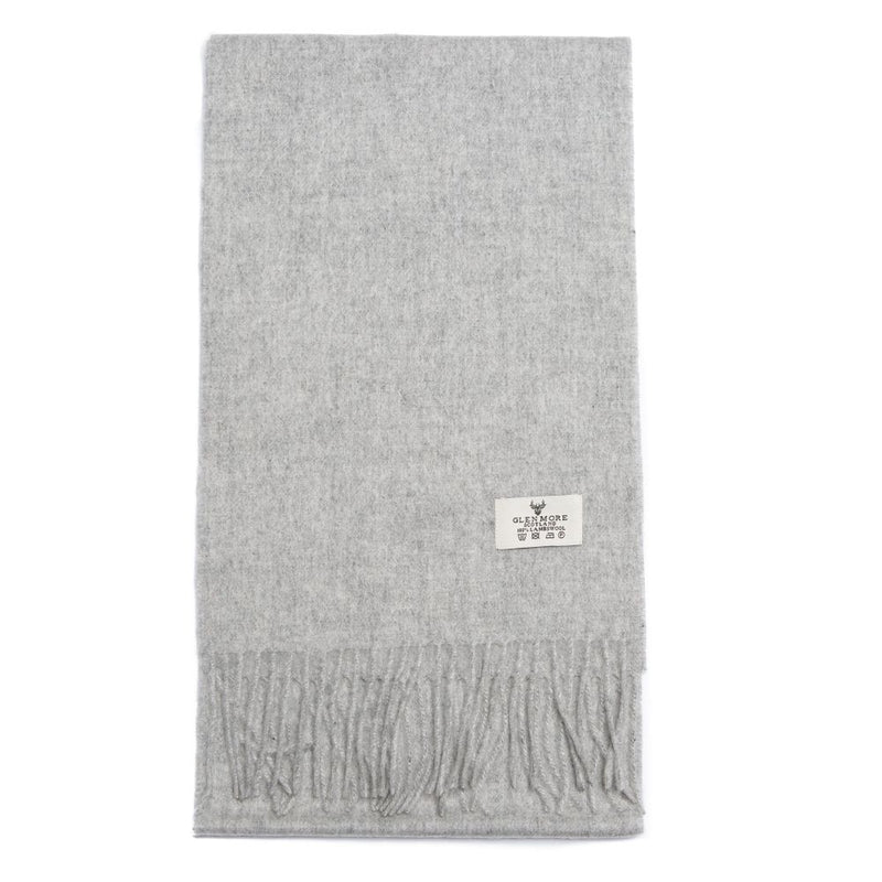 Glenmore 100% Lambswool Tartan Scarf - Light Grey