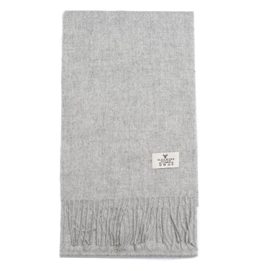 Glenmore 100% Lambswool Tartan Scarf - Light Grey