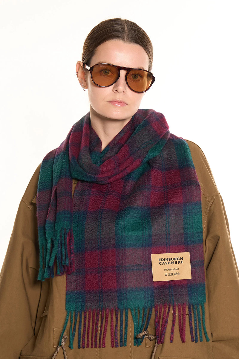 100% Cashmere Tartan Scarf by Edinburgh Cashmere (Unisex)