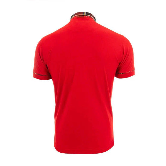 Men's Red with tartan collar Scotland Football Top