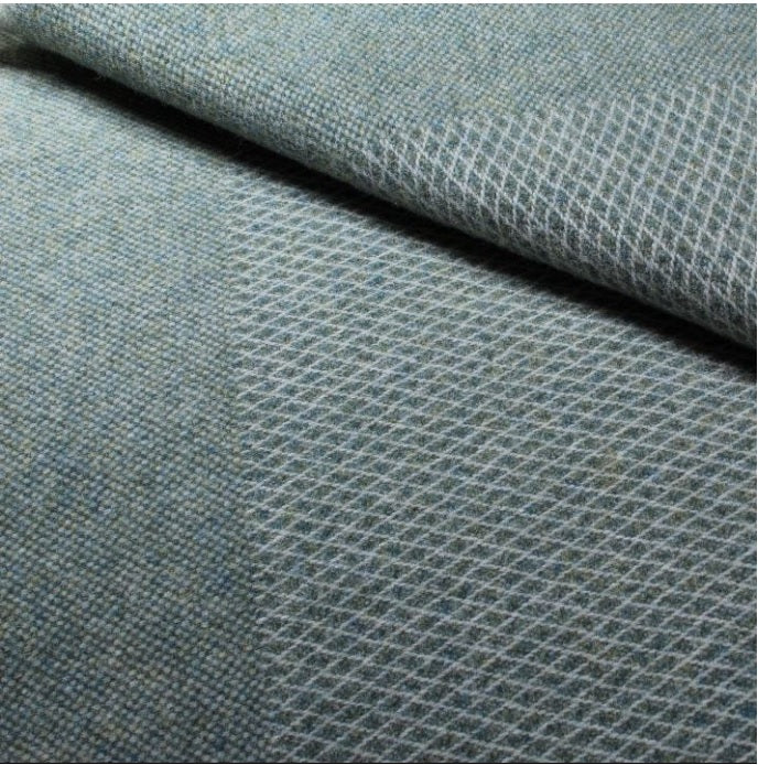 Scottish Made 100% Lambswool Waxed Back Throw by Lovat Mills - Sea Grass
