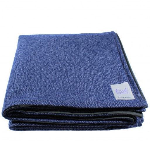 Scottish Made 100% Lambswool Waxed Back Throw by Lovat Mills - Midnight