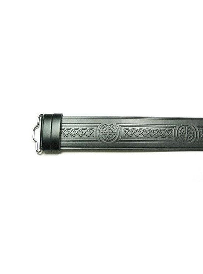 Celtic Knot Hide Embossed Belt - Black