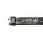 Celtic Serpent Embossed Kilt Belt - Black