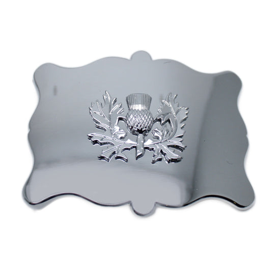 Thistle Intricate Scalloped Belt Buckle - Chrome Finish