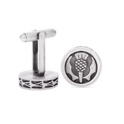 Thistle Pewter Enamel Cufflinks - Antique Finish