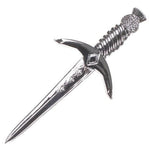 Thistle Pommel Dagger Kilt Pin - Chrome Finish