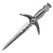 Thistle Pommel Dagger Kilt Pin - Chrome Finish