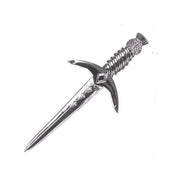 Thistle Pommel Dagger Kilt Pin - Chrome Finish