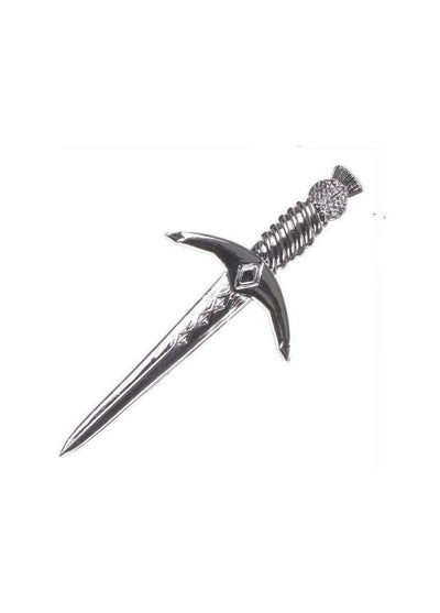 Thistle Pommel Dagger Kilt Pin - Chrome Finish