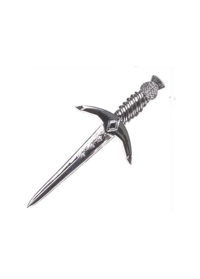 Thistle Pommel Dagger Kilt Pin - Chrome Finish