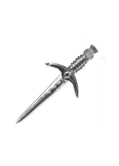 Thistle Pommel Dagger Kilt Pin - Chrome Finish