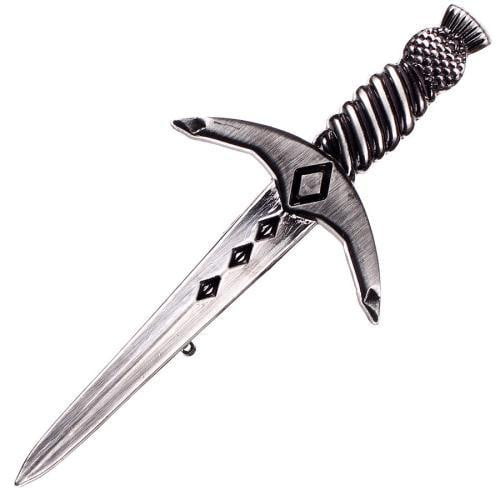 Thistle Pommel Dagger Kilt Pin - Antique Finish