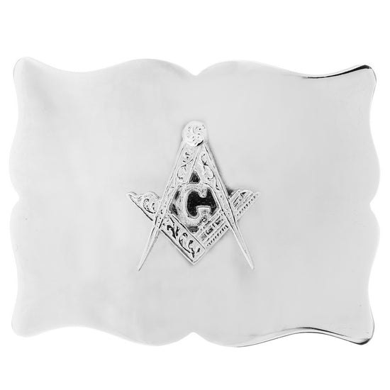 Masonic Scalloped Belt Buckle - Chrome Finish