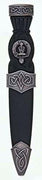 Clan Crest Celtic Sgian Dubh, Plain Top - Chrome/Antique Finish - Made to Order