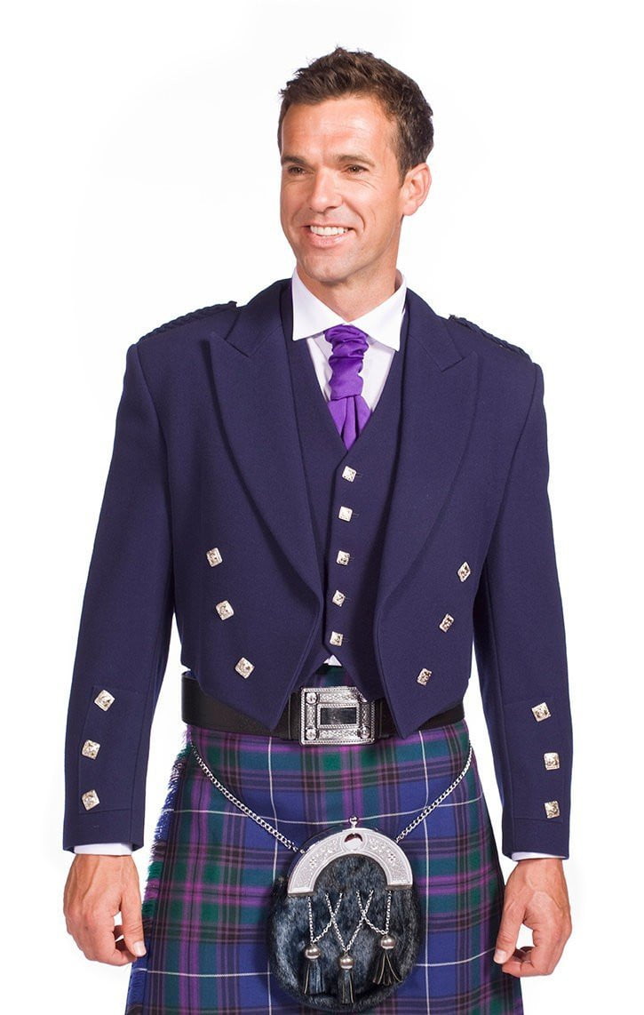 Navy Prince Charlie Jacket with 5 Button Vest - Made to Order