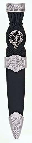 Clan Crest Celtic Sgian Dubh, Plain Top - Chrome/Antique Finish - Made to Order