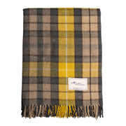 Wool Tartan King Size Blanket 69'' x 98'' - Buchanan Natural