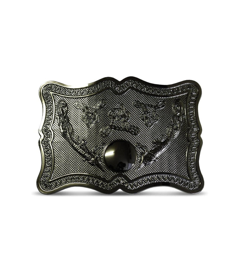 Celtic Dragons Scalloped Belt Buckle - Chrome Finish