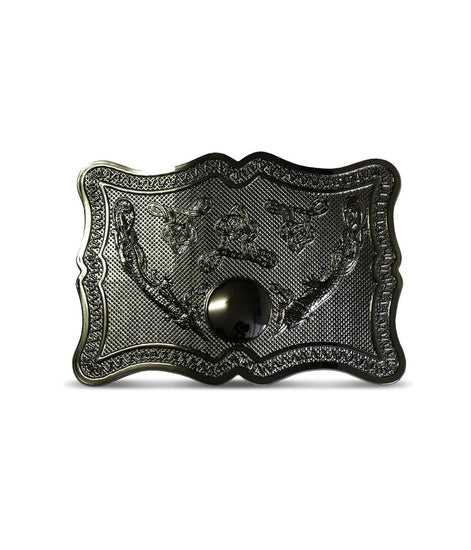 Celtic Dragons Scalloped Belt Buckle - Chrome Finish