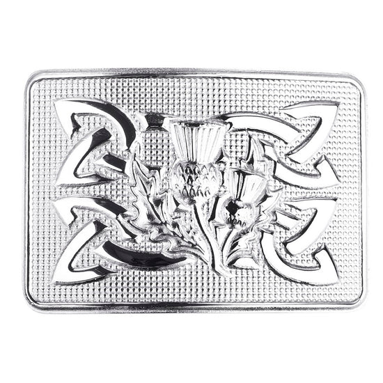 Thistle Celtic Twist Belt Buckle - Chrome Finish