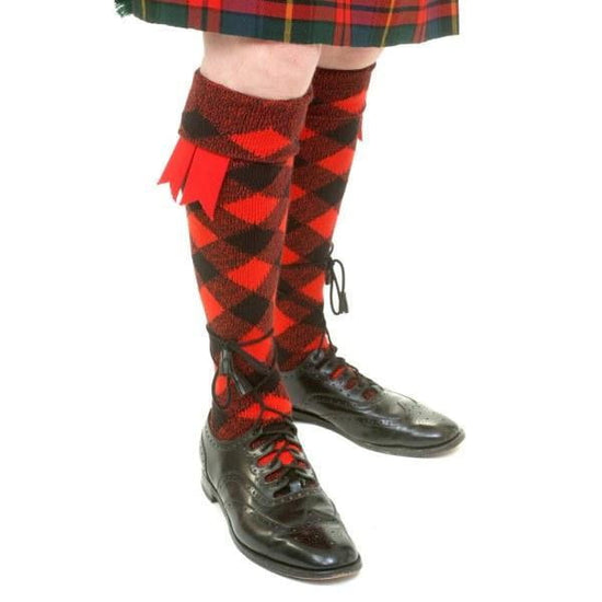 Premium Merino Wool Regimental Diced Kilt Hose - Red & Black