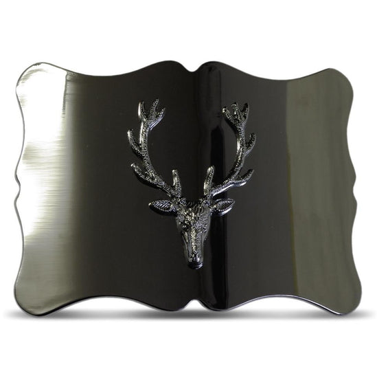 Stag Scalloped Shaped Belt Buckle - Chrome Finish