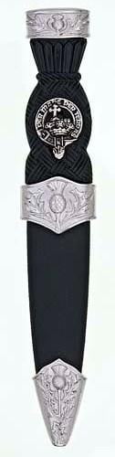 Clan Crest Thistle Sgian Dubh, Plain Top - Chrome/Antique Finish - Made to Order