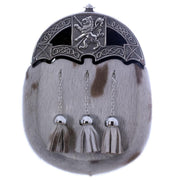 Full Dress Sporran - Lion and Saltire Design - Light Grey Seal Skin - 2 Finishes
