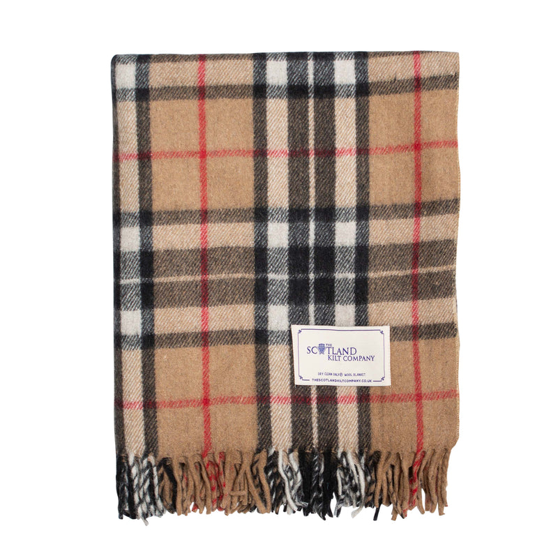 Wool Tartan Blanket - 60'' x 70'' - Thomson Camel