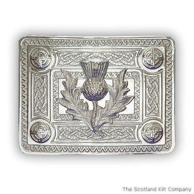 Thistle Celtic Knot Belt Buckle - Chrome Finish