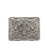 Deluxe Pewter Kilt Belt Buckle - Celtic Cross Design