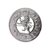 Thistle Design and Lion Centre Brooch - Chrome Finish